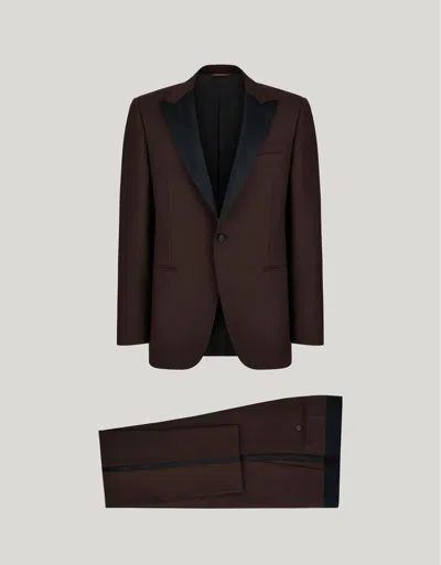 Canali Smoking En Laine Marron Foncé In Brown