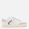Canali White And Grey Leather Sneakers In White