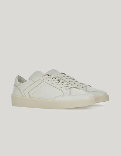 Canali White Leather Sneakers In Neutral