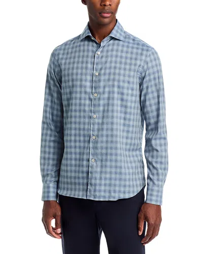 Canali Soft Plaid Sportshirt In Blue