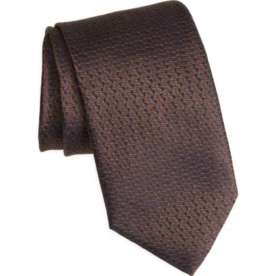 Canali Solid Brown Silk Tie