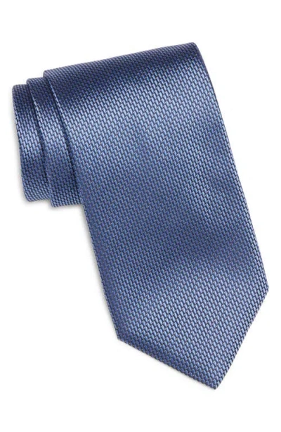 Canali Solid Silk Tie In Blue