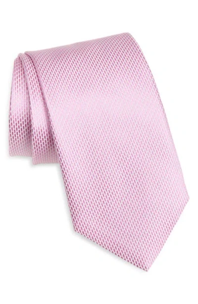 Canali Solid Silk Tie In Pink