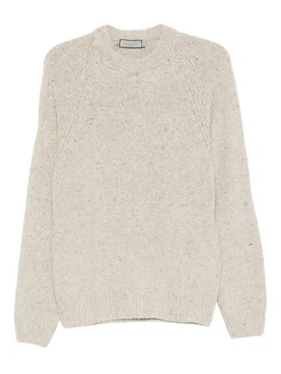 Canali Speckled Crew-neck Sweater In Gray