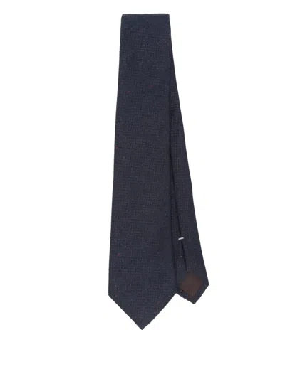 Canali Speckled Silk Tie In Blue