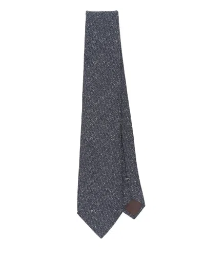 Canali Speckled Silk-wool Tie In Gray