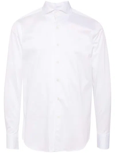 Canali Spread-collar Cotton Shirt In White
