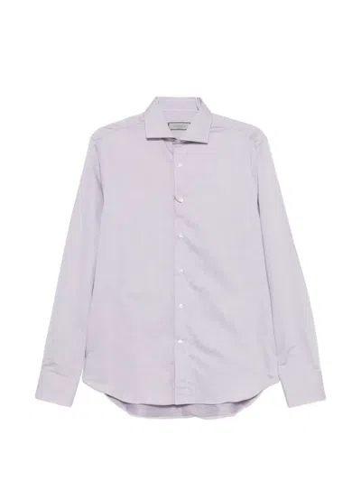 Canali Spread-collar Button-up Shirt In Purple