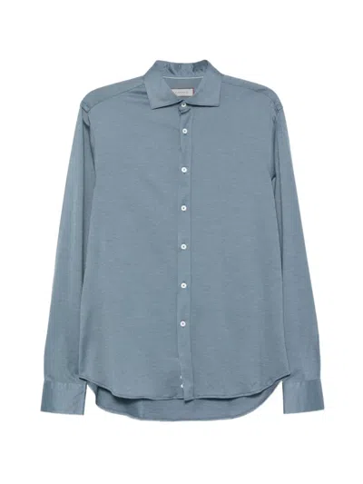 Canali Spread-collar Button-up Shirt In Blue
