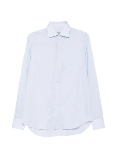 Canali Spread-collar Button-up Shirt In Blue