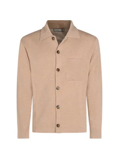 Canali Spread-collar Chest-pocket Cardigan In Neutral