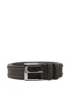 Canali Square-buckle Leather Belt In Black