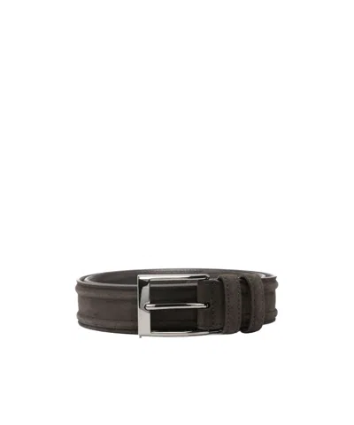 Canali Square-buckle Leather Belt In Neutral