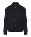 Canali Black Wool-cashmere Blend Jacket With Minimalist Design In Blue