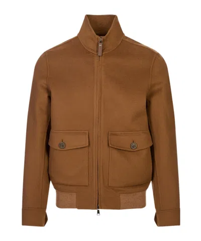 Canali Stand-up Collar Casual Jacket In Brown