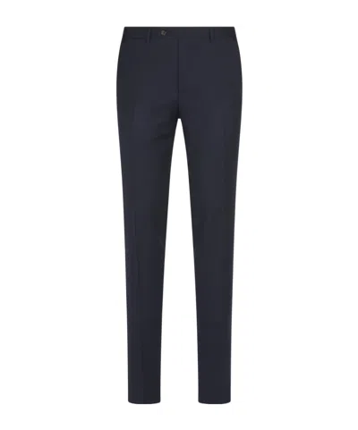 Canali Slim-fit Straight-leg Checked Super 130s Wool Suit Trousers In Blue