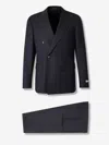 Canali Double-breasted Wool Suit In Blue