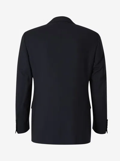Canali Straight Wool Blazer In Black