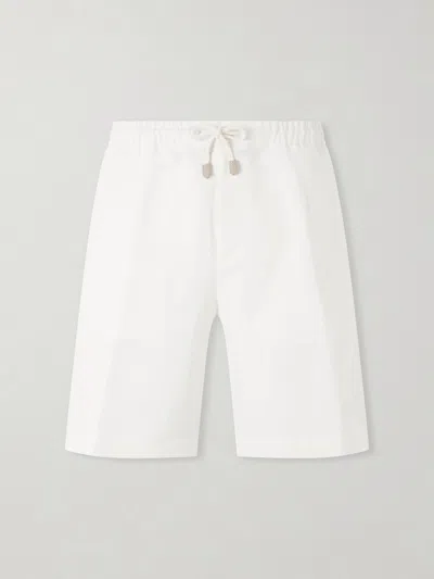 Canali Straight-leg Linen And Silk-blend Bermuda Shorts In White