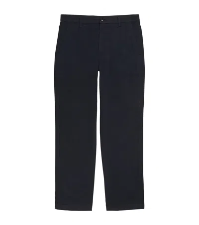 Canali Stretch-cotton-cashmere Chinos In Blue