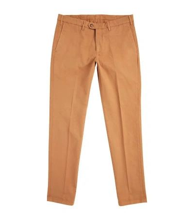 Canali Stretch-cotton Chinos In Brown