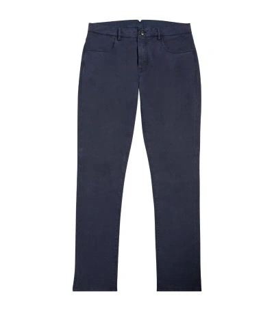 Canali Stretch-cotton Chinos In Navy