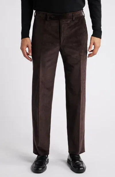 Canali Stretch Cotton Corduroy Trousers In Brown
