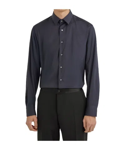Canali Stretch Cotton Regular Fit Shirt In Blue