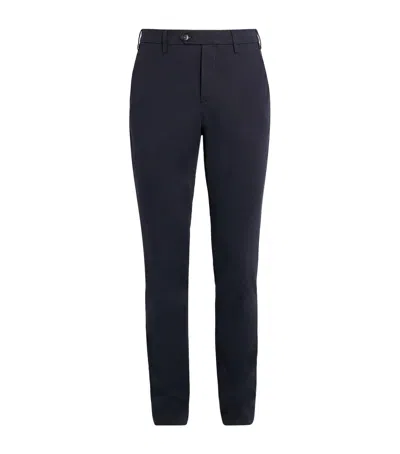Canali Stretch-cotton Straight Chinos In Blue