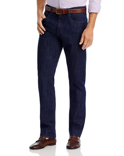 Canali Stretch Denim Straight Fit Jeans In Dark Blue