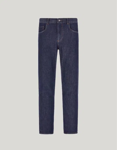 Canali Stretch Soft-touch Five-pocket Denim Jeans In Blue
