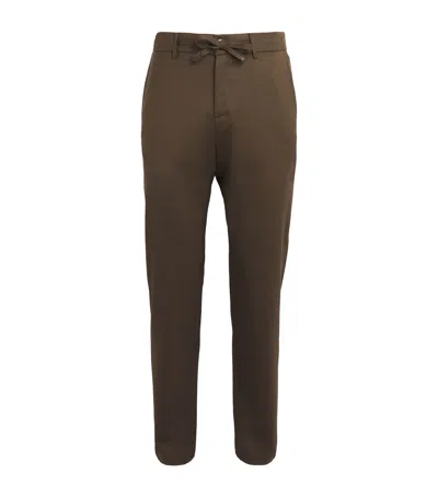 Canali Stretch-wool Drawstring Trousers In Brown