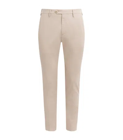 Canali Stretch-cotton Straight Chinos In Neutral