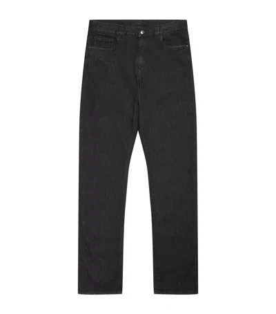 Canali Stretch-cotton-cashmere Straight Jeans In Black