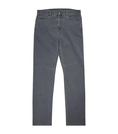 Canali Stretch-cotton-cashmere Straight Jeans In Grey