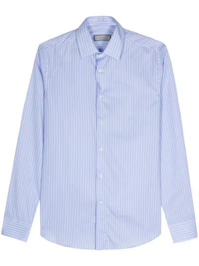 Canali Geometric-pattern Cotton Shirt In Blue