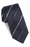 Canali Stripe Silk Tie In Blue