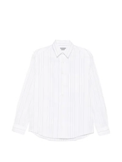 Canali Striped Chest-pocket Shirt In White