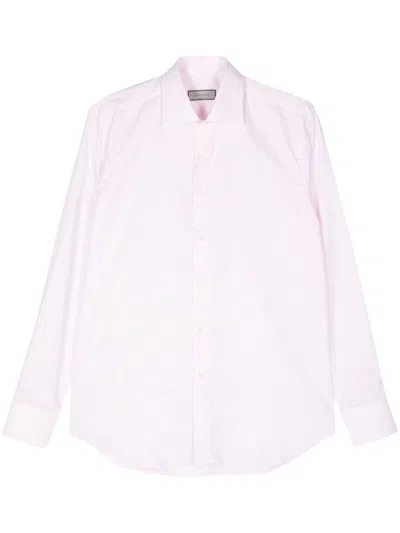 Canali Striped Cotton Shirt In 粉色