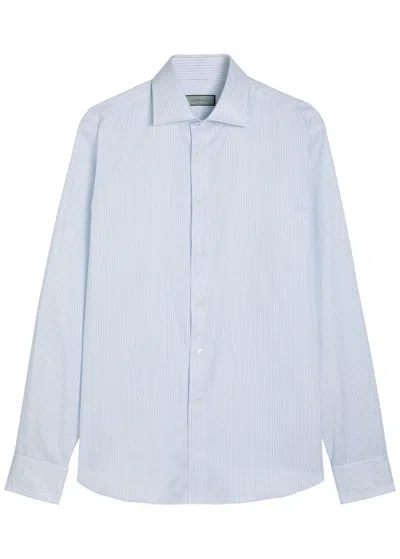 Canali Striped Cotton Shirt In Blue