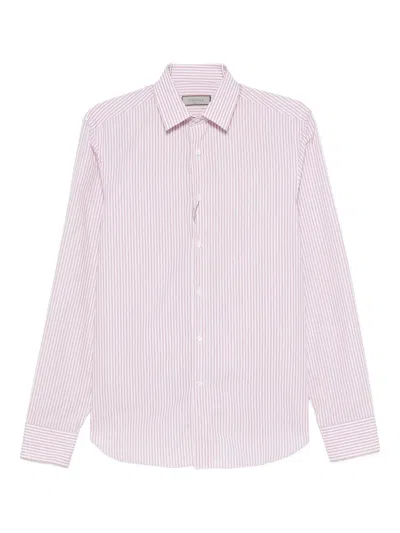 Canali Striped Cotton Shirt In White