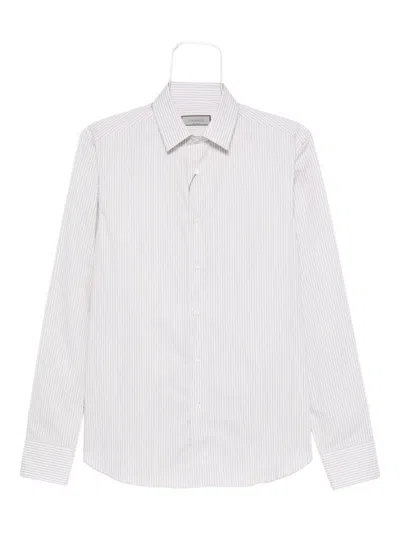 Canali Striped Cotton Shirt In White