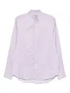 Canali Striped Cotton Shirt In Purple