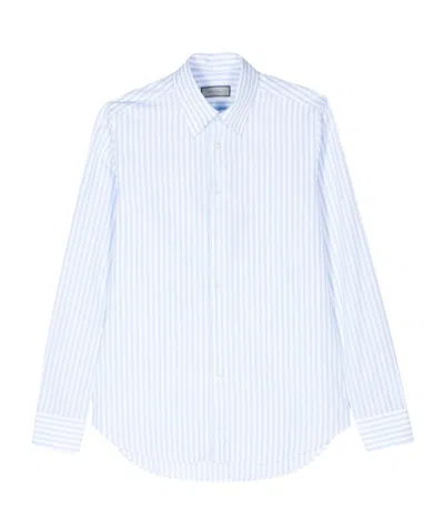 Canali Striped Cotton Shirt In White