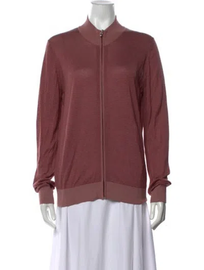 Pre-owned Canali Striped Mock Neck Sweater In Pink