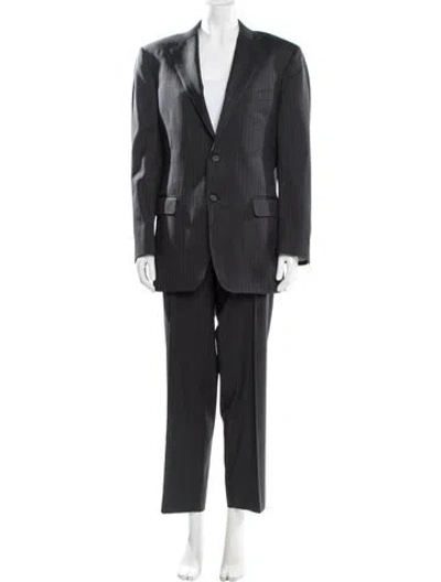 Pre-owned Canali Striped Pantsuit In Gray