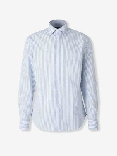 Canali Striped Pattern Shirt In Blue
