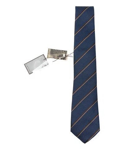 Canali Striped-pattern Tie In Blue