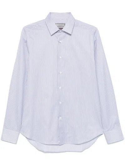 Canali Checked Cotton Shirt In Blue