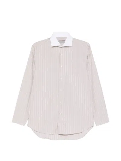 Canali Striped Shirt In Neutral